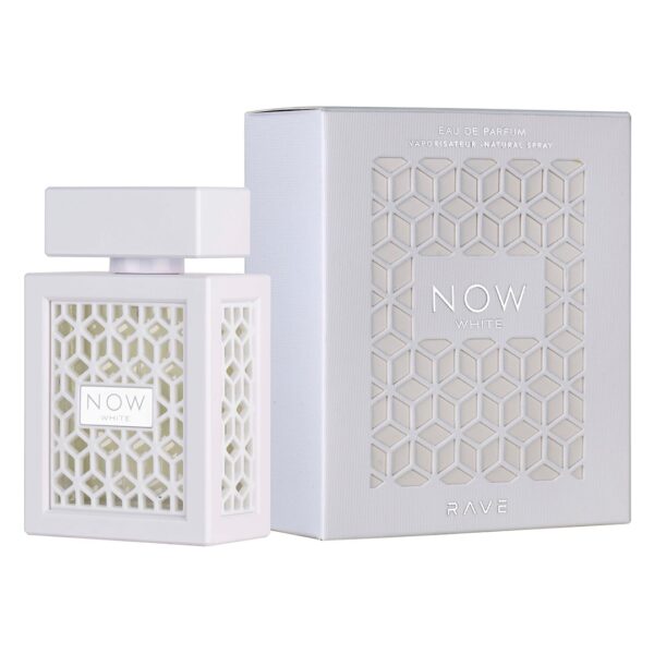 rave now white perfume box